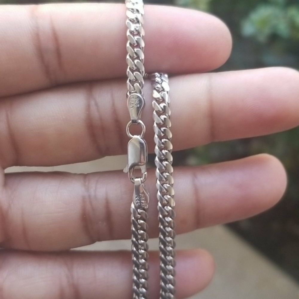 Sterling Silver 925 Rhodium Miami Curb chain
